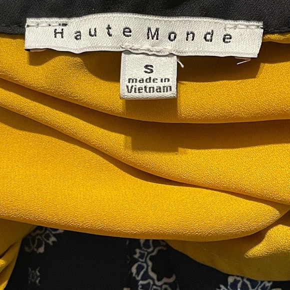 Haute Monde Mustard Blouse with Black Tie - Picture 8 of 9